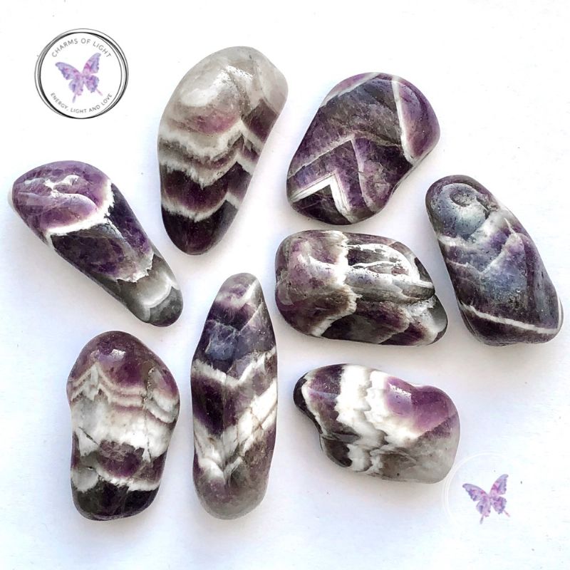 Chevron Amethyst Tumble Stone